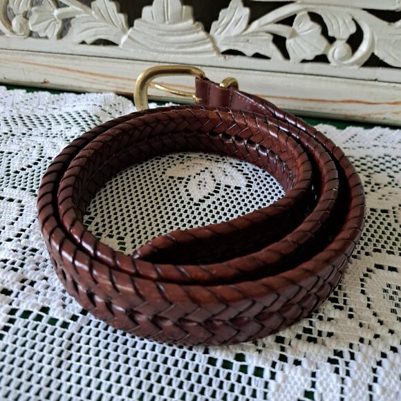 💙Coach Modern Brown Braided Leather Belt Size 38 - Picture 4 of 6